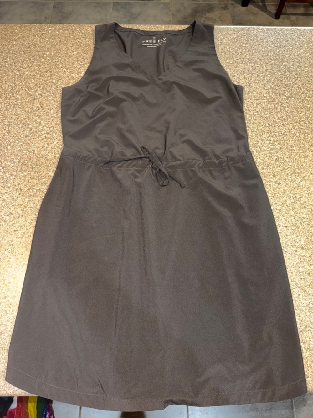 Free Fly Apparel Sleeveless Black Drawstring Midi Dress